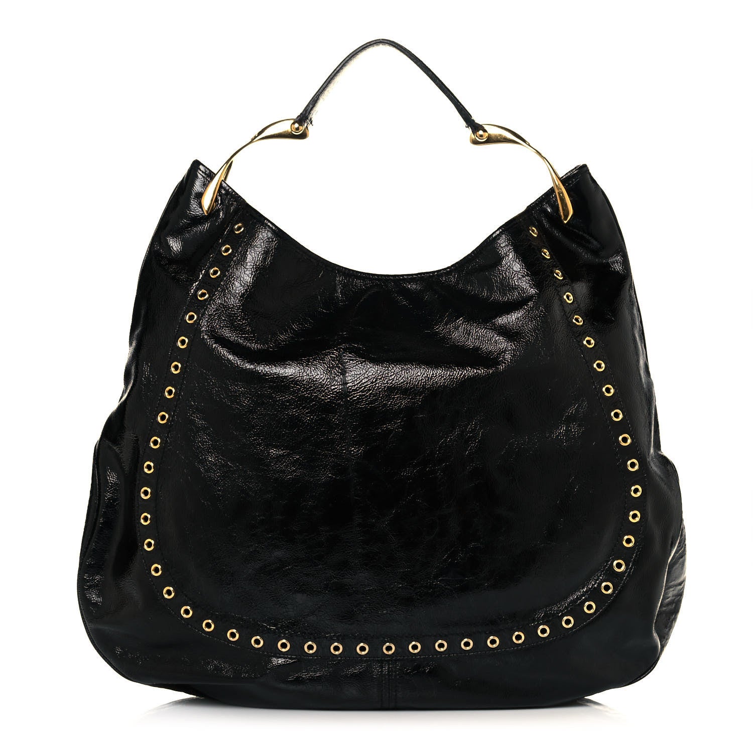 Alexander McQueen Patent Eyelet Hobo Black 1 of 11
