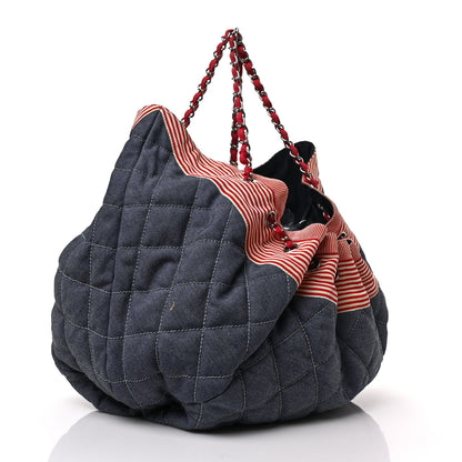 Chanel Denim Quilted Large Stretch Spirit Cabas Blue 2 of 8