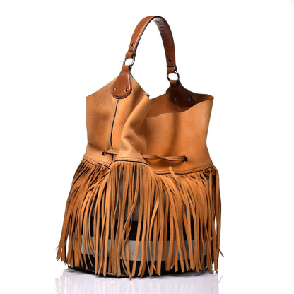 Burberry Suede Fringe Large Belgrove Bucket Bag Tan 3 of 8