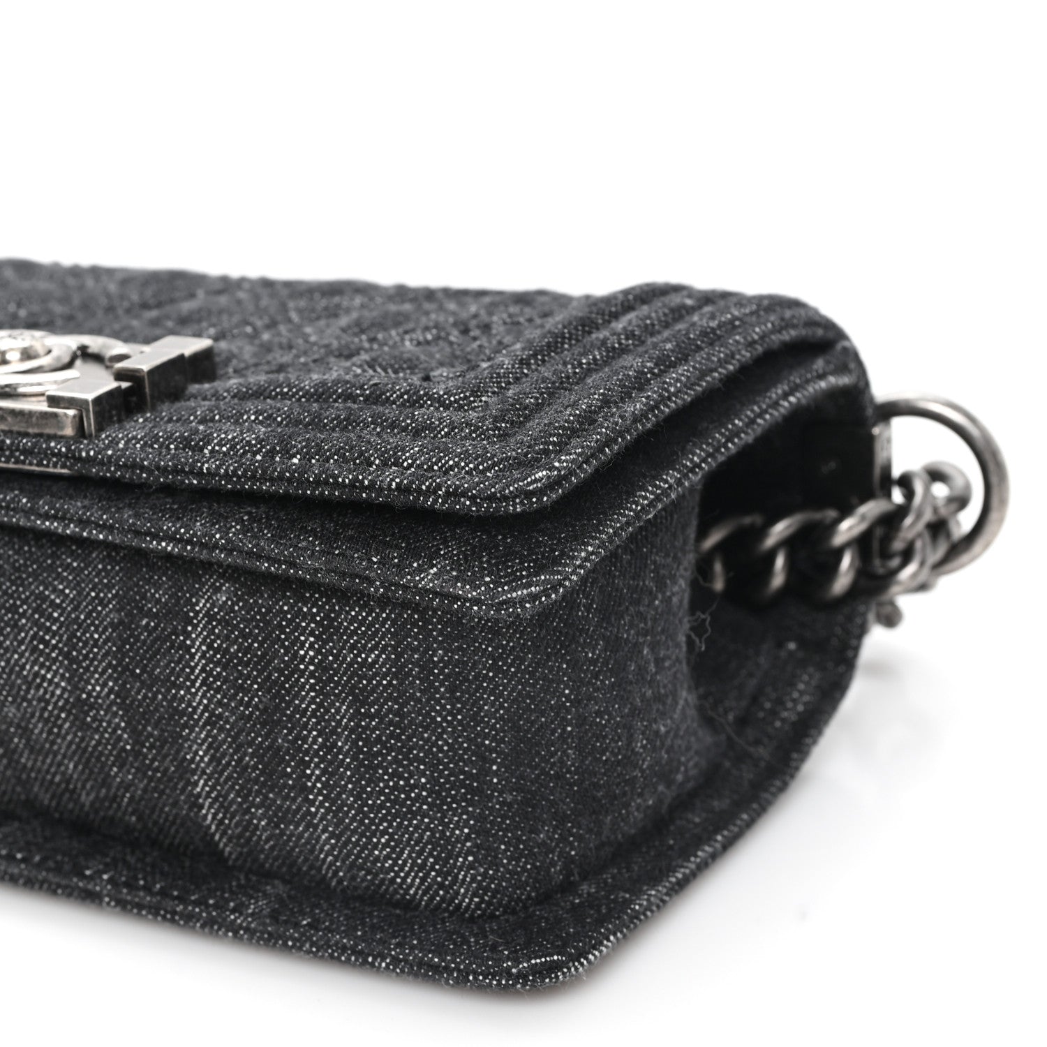 Chanel Denim Quilted Small Boy Flap Black 10 of 10
