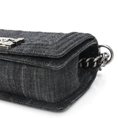 Chanel Denim Quilted Small Boy Flap Black 10 of 10