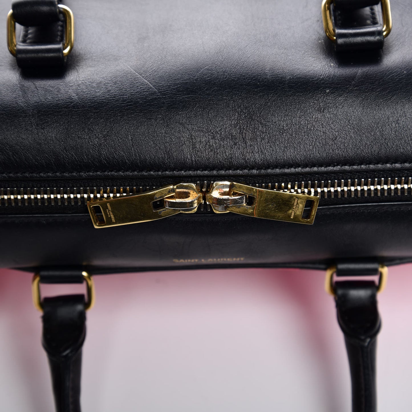 Calfskin Printed Leopard Classic Baby Duffle Pink Black