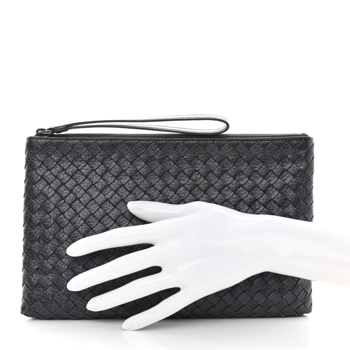 Cervo Intrecciato Wristlet Zip Pouch Black