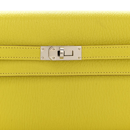 Hermes Chevre Mysore Kelly Wallet To Go Lime 8 of 12
