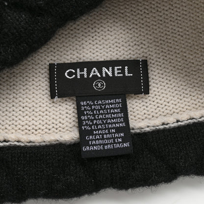 Chanel Cashmere Quilted CC Beanie Hat Ivory Black 3 of 3