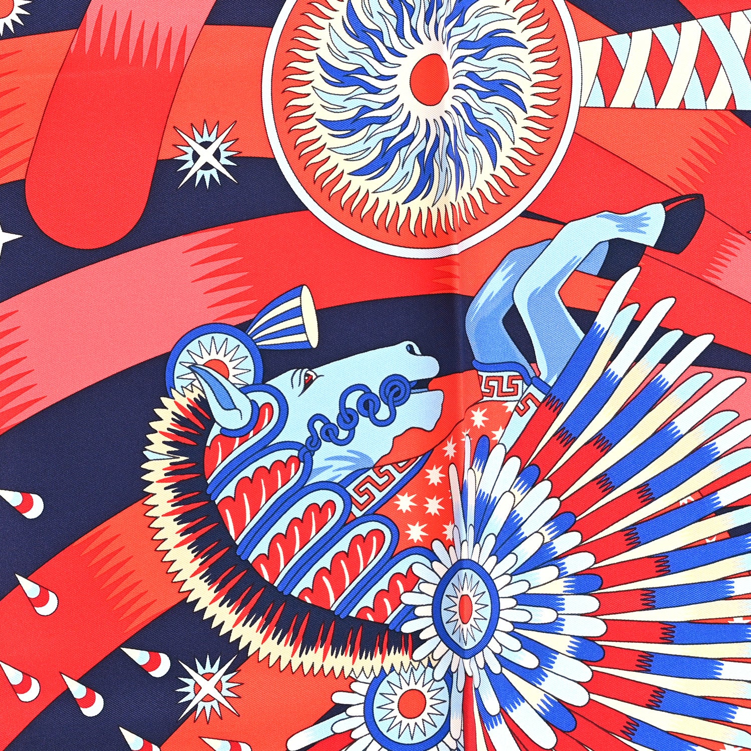 Hermes Silk La Source De Pegase Scarf 90 Marine Rouge Ciel 2 of 3