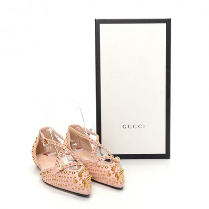Gucci Malaga Kid Studded Pointed Toe Unia Flats 37 Perfect Pink 11 of 11
