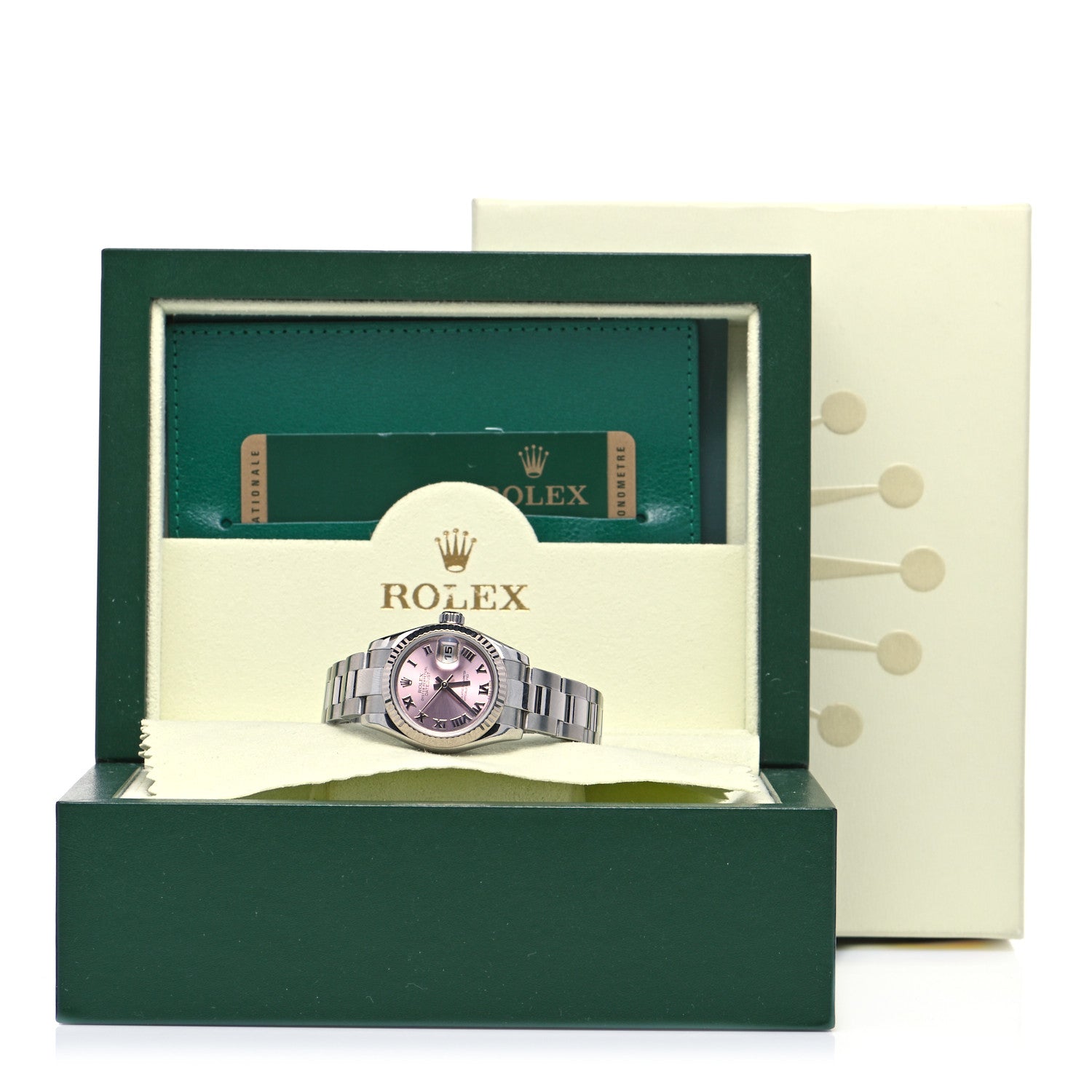 Rolex Stainless Steel 18K White Gold 26mm Oyster Perpetual Datejust Watch Pink Roman 179174 6 of 6