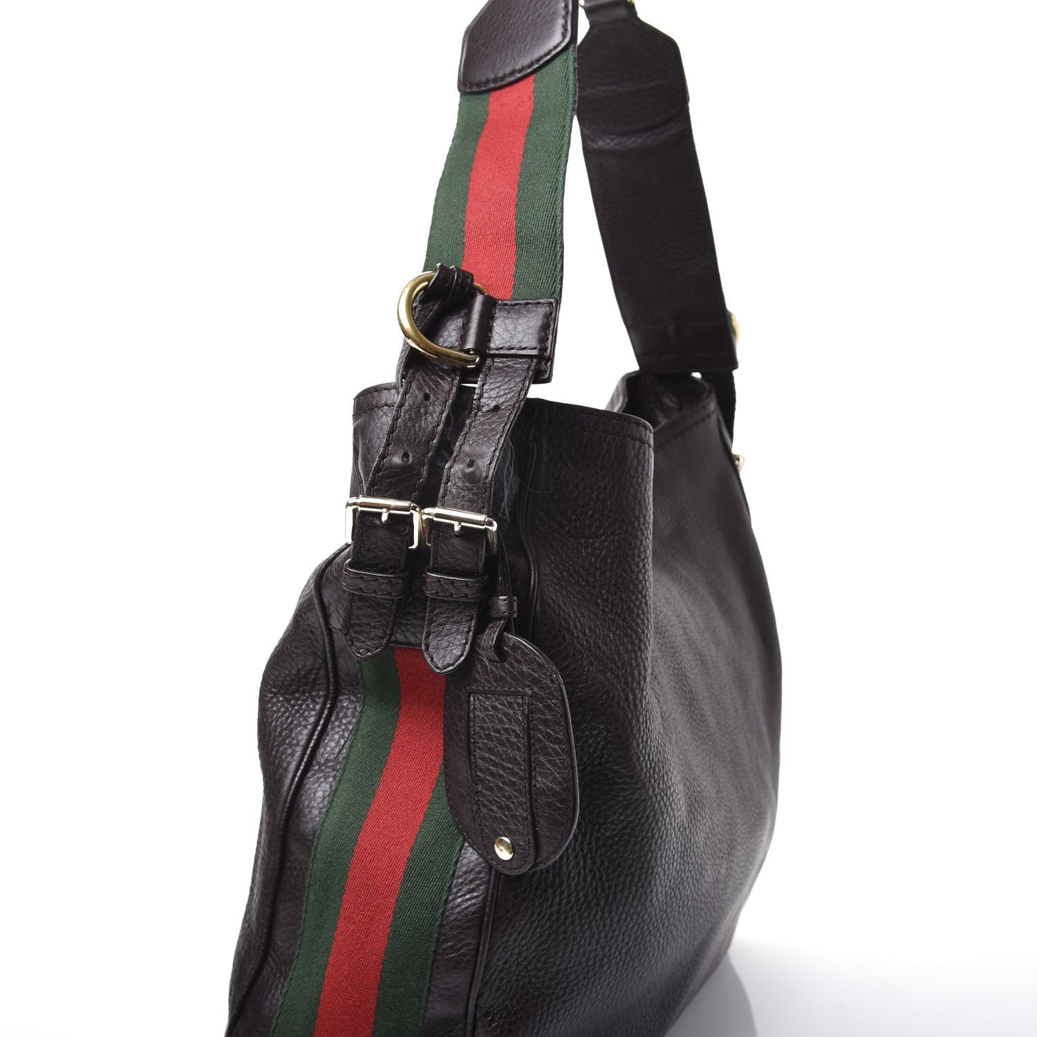 Gucci Pebbled Calfskin Medium Heritage Shoulder Bag Dark Brown 10 of 13