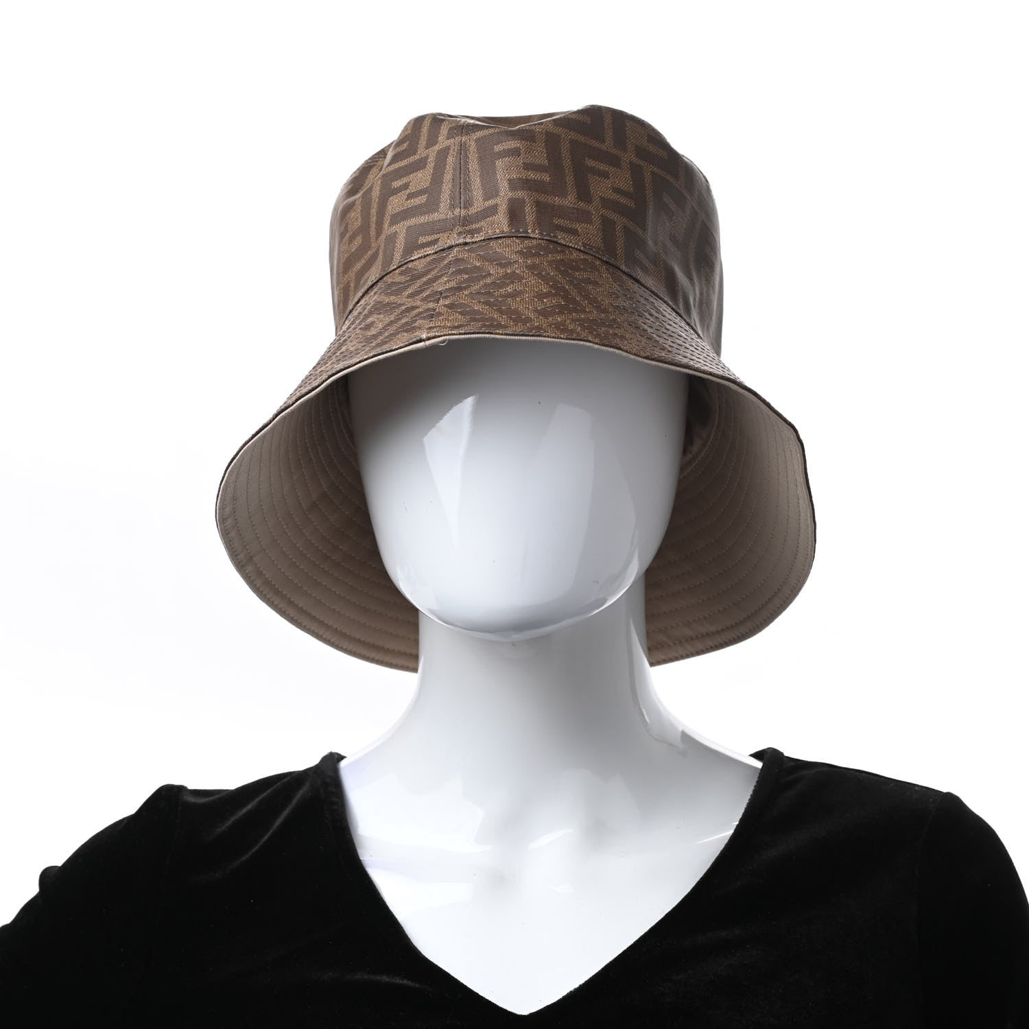 Fendi Technical Fabric FF Reversible Bucket Hat M Tobacco Beige 2 of 6