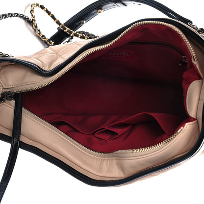 Chanel Aged Calfskin Quilted Medium Gabrielle Hobo Beige Black 5 of 10