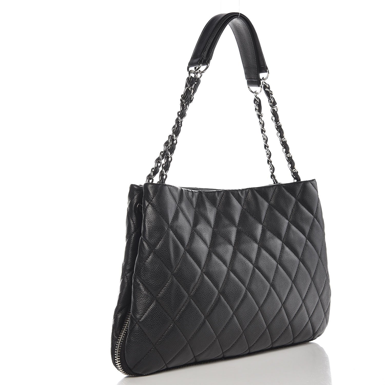 Chanel Caviar Quilted Expandable Zip Shoulder Bag Black 4 of 10