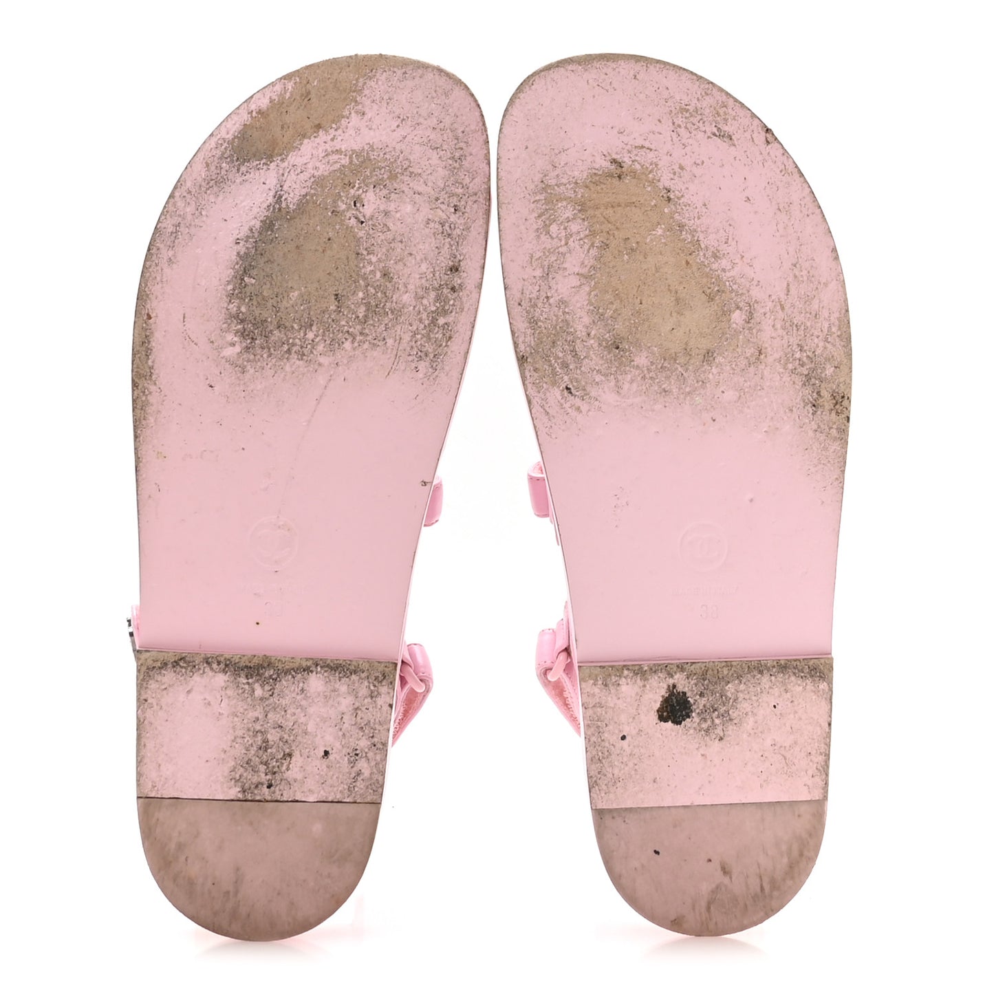 Lambskin Crystal CC Velcro Dad Sandals 38 Light Pink