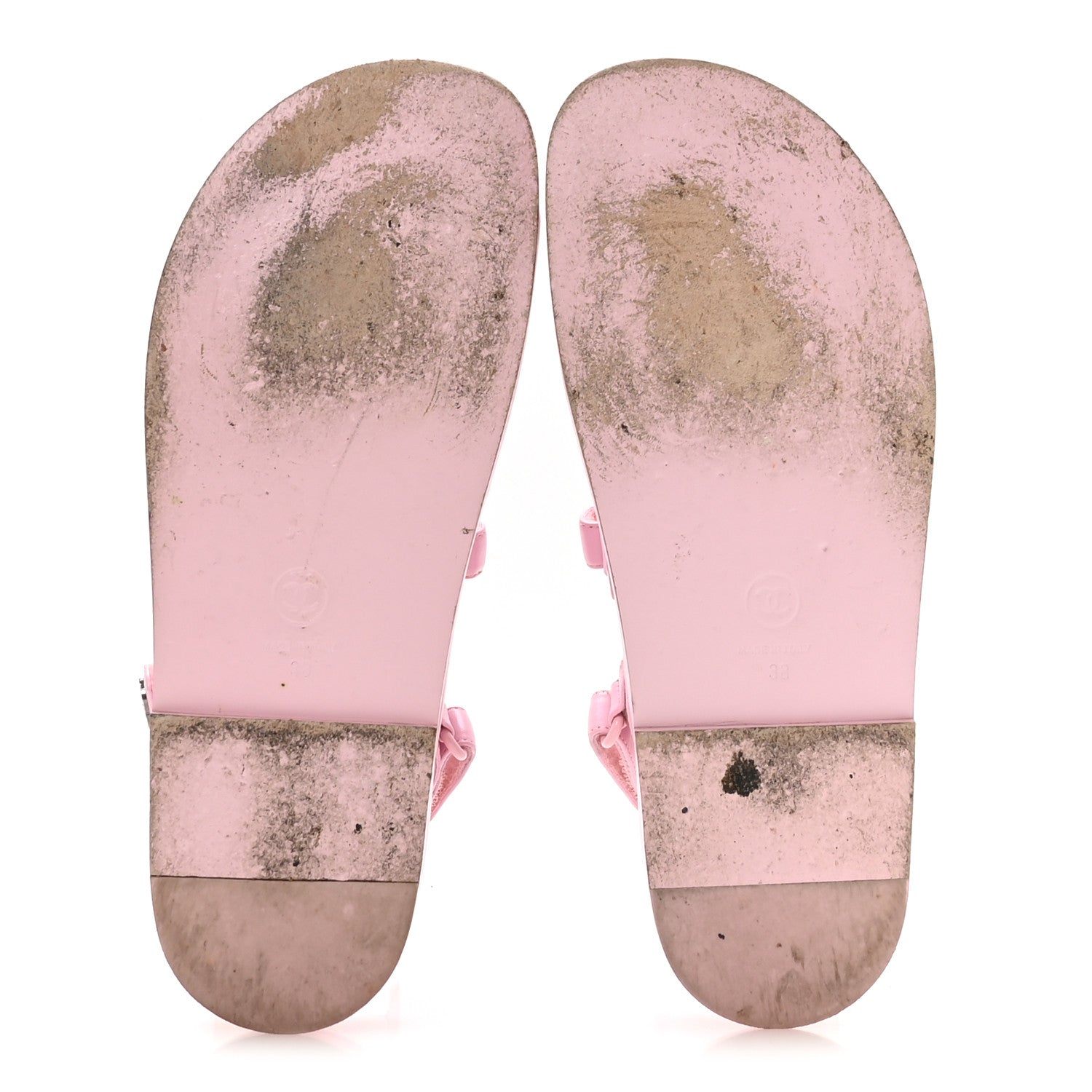 Chanel Lambskin Crystal CC Velcro Dad Sandals 38 Light Pink 6 of 9