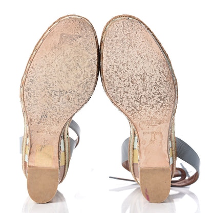 Valentino Garavani Calfskin Calfskin Native Couture 1975 Espadrille Wedge Sandals 39 Sky Sorbet Multicolor 5 of 12