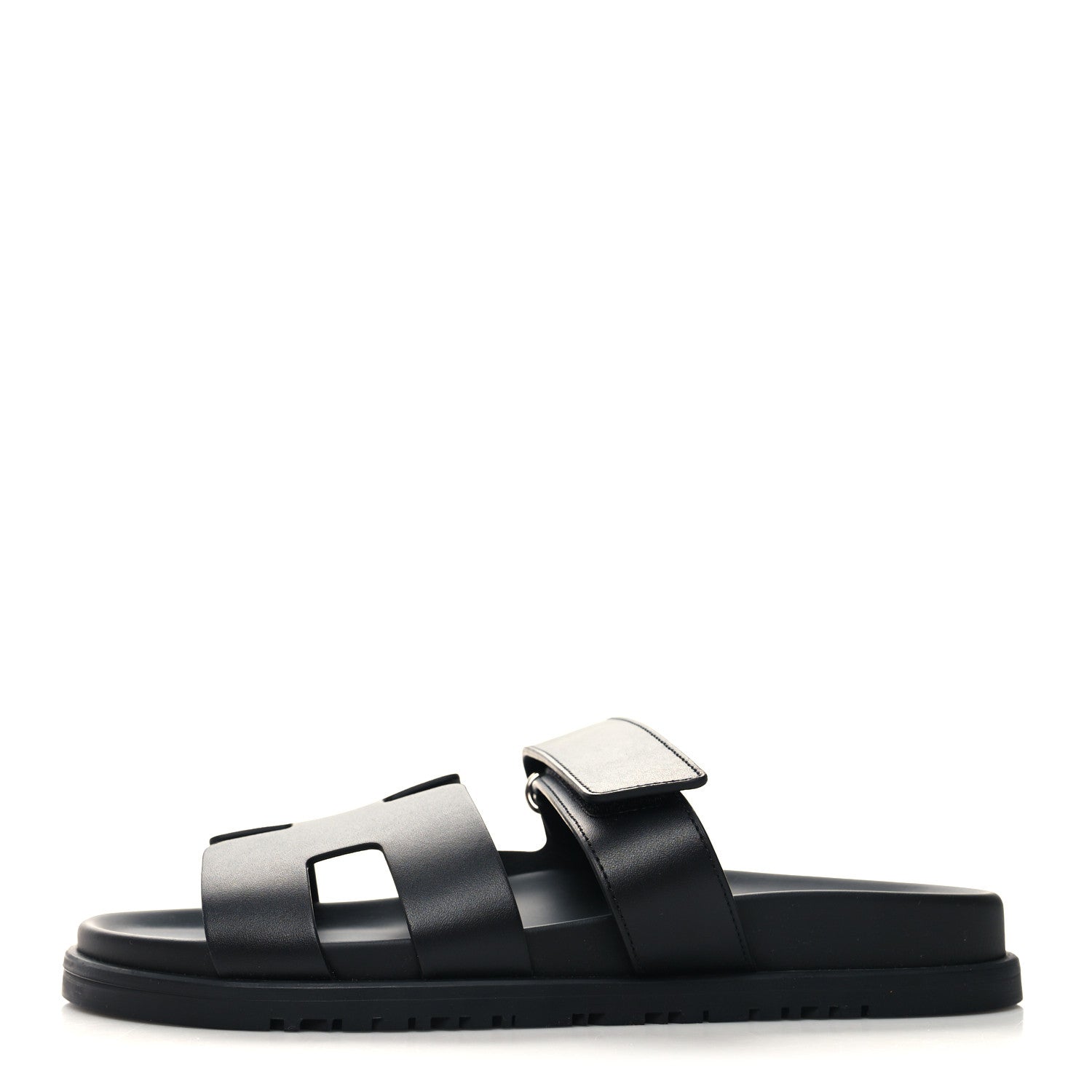 Hermes Calfskin Womens Chypre Sandals 38.5 Black 1 of 9