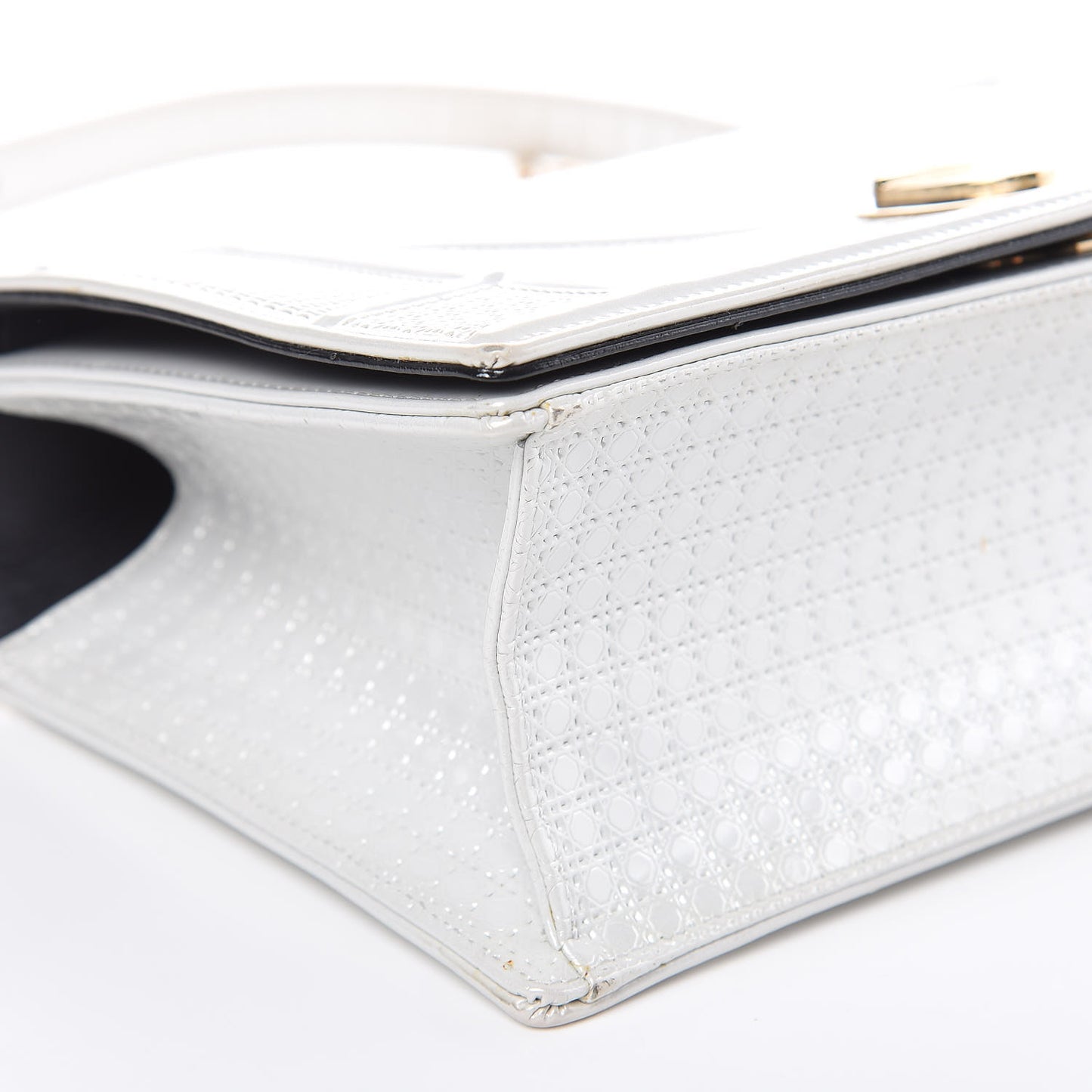 Patent Micro-Cannage Medium Diorama Flap Bag White