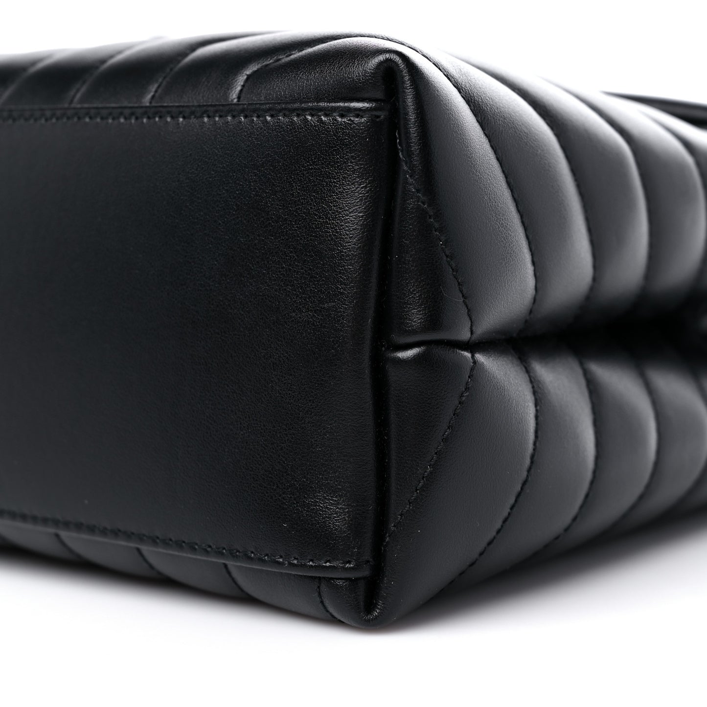 Calfskin Y Quilted Monogram Medium Loulou Chain Satchel Black