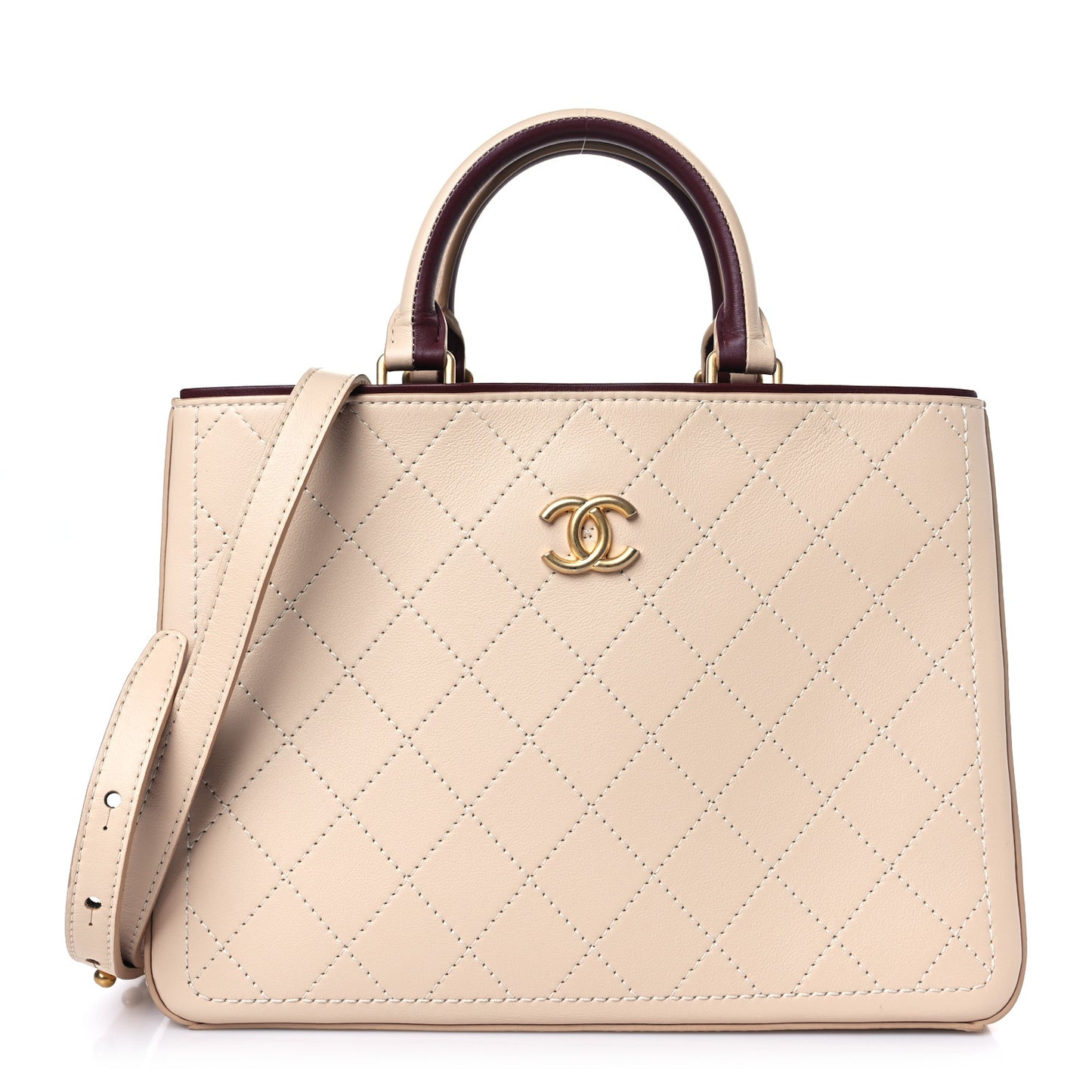 Bullskin Stitched Bi-Color Medium So Light Shoulder Bag Beige