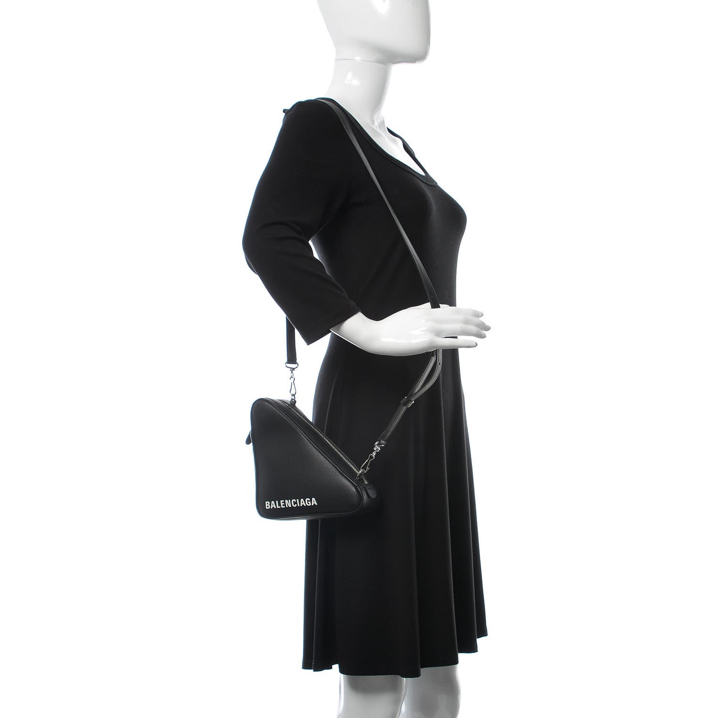 Calfskin Triangle Crossbody Bag Black
