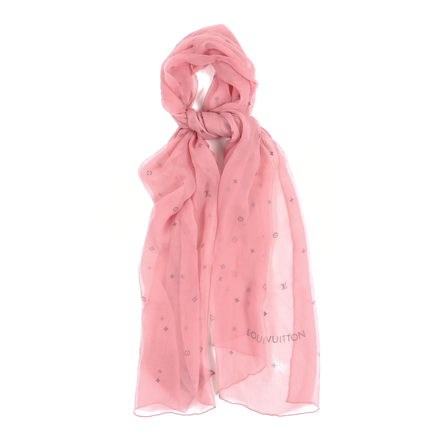 Silk Sheer Monogram Scarf Pink