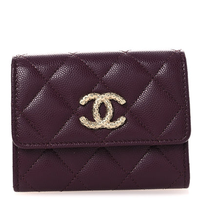 Chanel Caviar Quilted Chain CC Quilted Compact Flap Card Holder Dark Burgundy 1 of 9