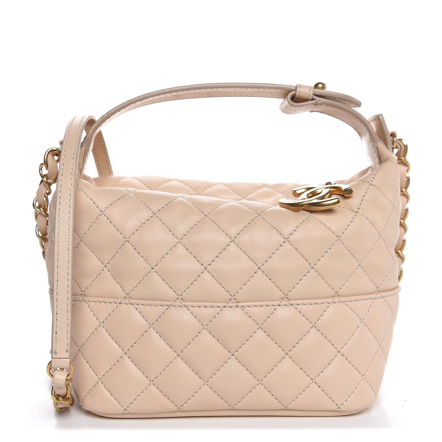 Chanel Lambskin Quilted Hobo Beige 1 of 6
