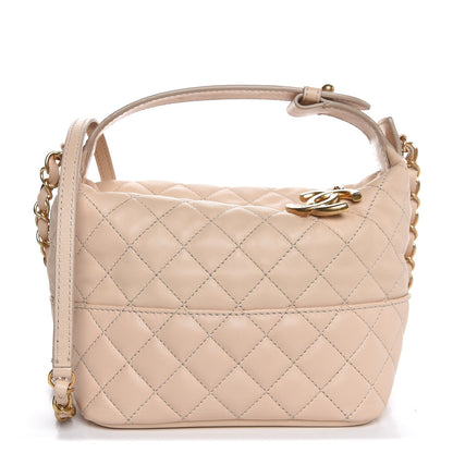 Chanel Lambskin Quilted Hobo Beige 1 of 6