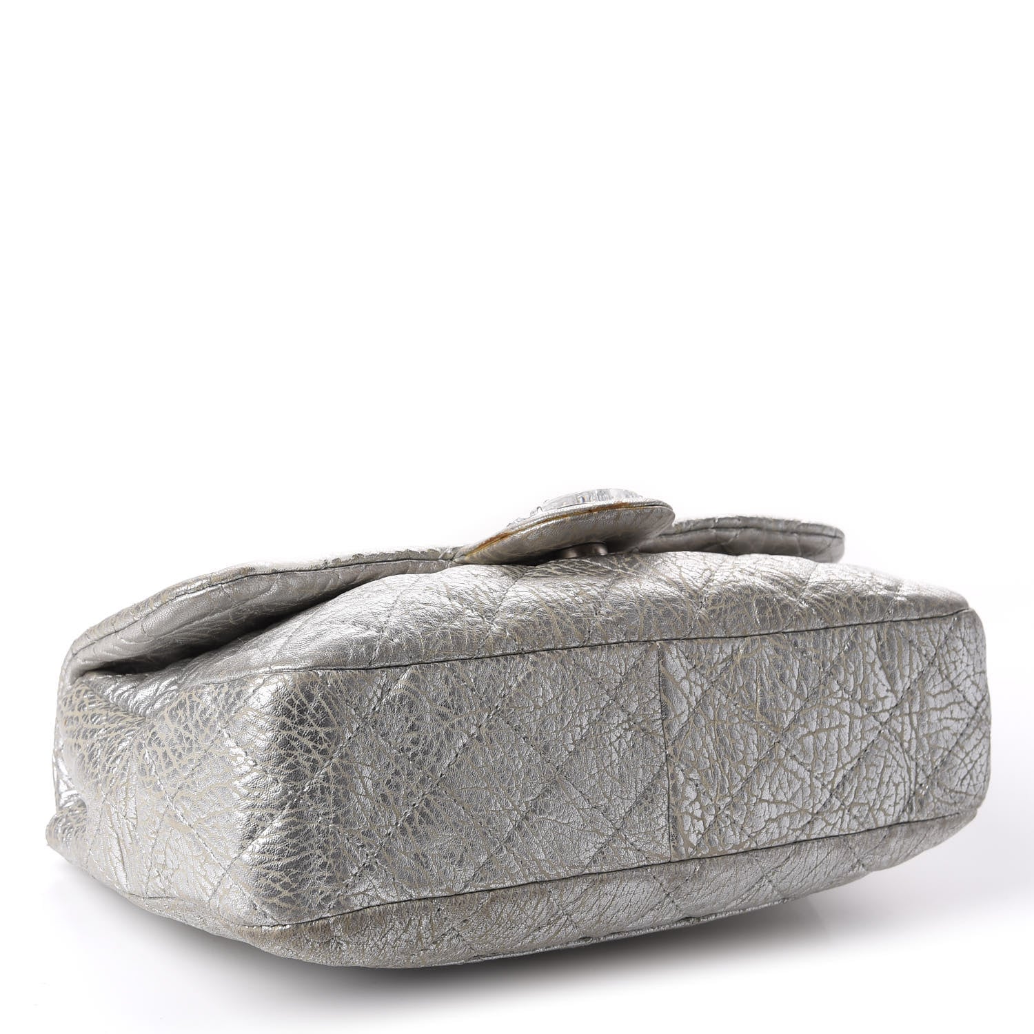 Chanel Calfskin Mirror CC Crackled Flap Silver 4 of 13
