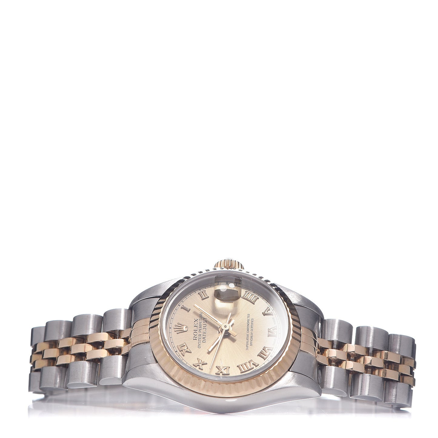 Stainless Steel 18K Yellow Gold 26mm Oyster Perpetual Datejust Watch Champagne Roman 69173