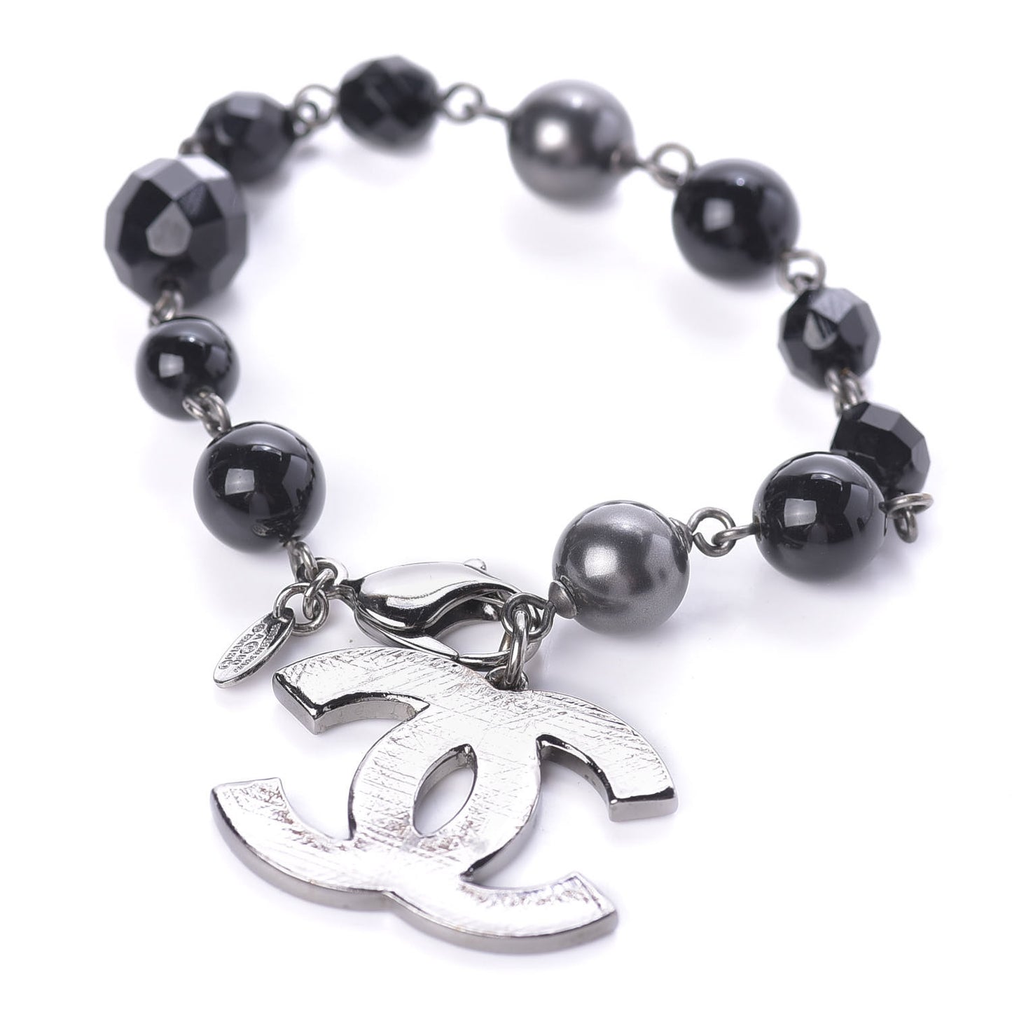 Ruthenium Bead CC Bracelet Black