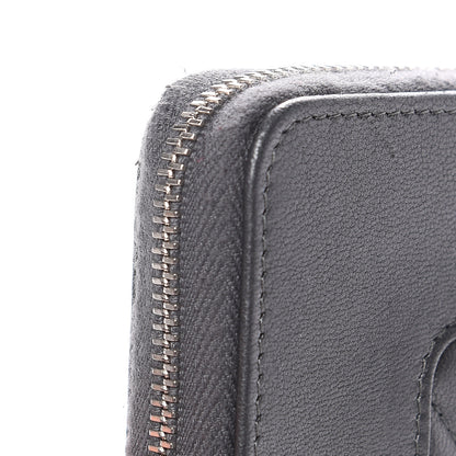 Chanel Sheepskin Chevron Quilted Mademoiselle Vintage Zip Around Wallet Grey 11 of 15