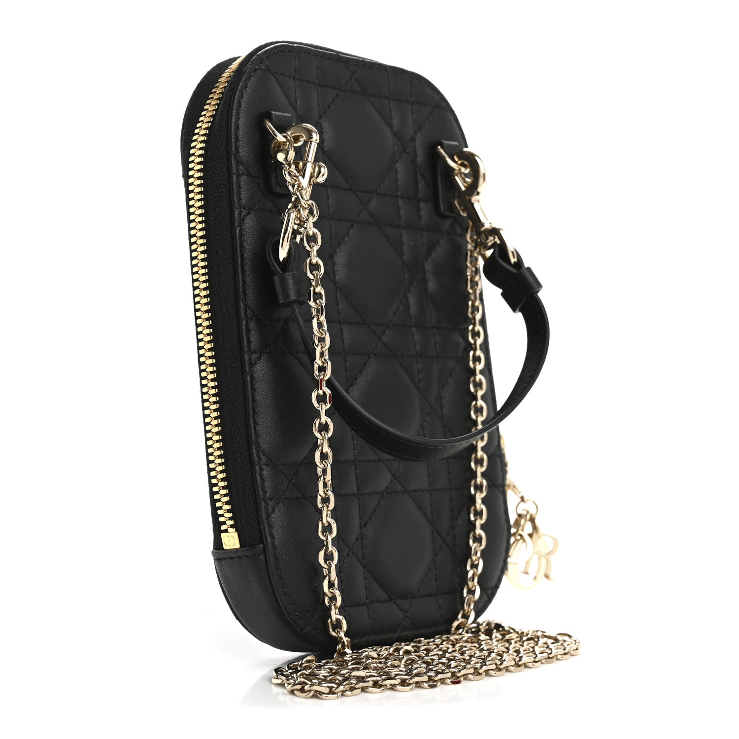 Christian Dior Lambskin Cannage Lady Dior Phone Holder Black 3 of 11