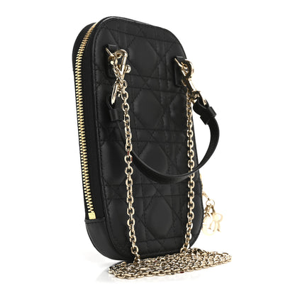 Christian Dior Lambskin Cannage Lady Dior Phone Holder Black 3 of 11