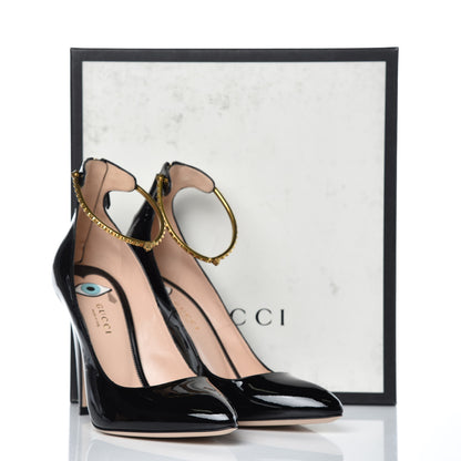 Gucci Vernice Crystal Ankle Strap Pumps 39 Black 9 of 9