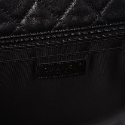 Chanel Metallized Calfskin Quilted Small XXL Travel Flap Bag Black 8 of 11