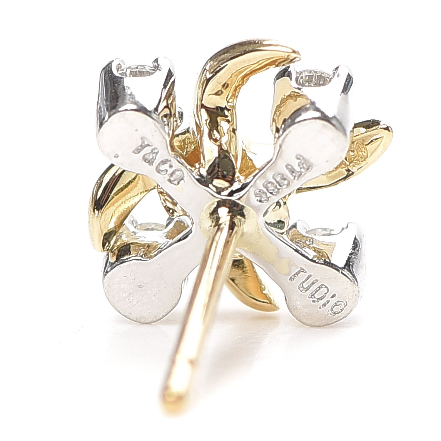 Tiffany Platinum 18K Yellow Gold Diamond Schlumberger Lynn Earrings 4 of 4