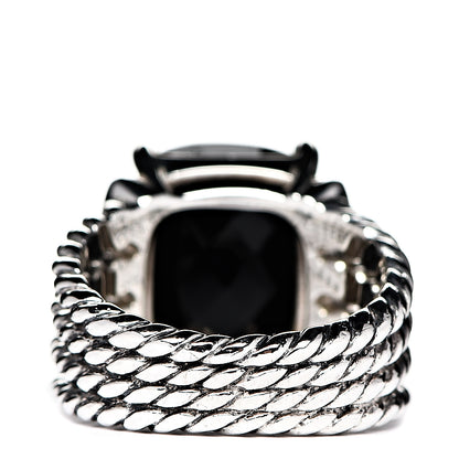 David Yurman Sterling Silver Diamond Black Onyx 16mm Wheaton Ring 54 6.75 3 of 4