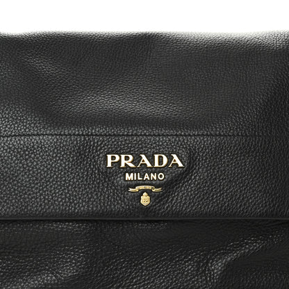 Prada Vitello Daino Flap Shoulder Bag Black 7 of 9