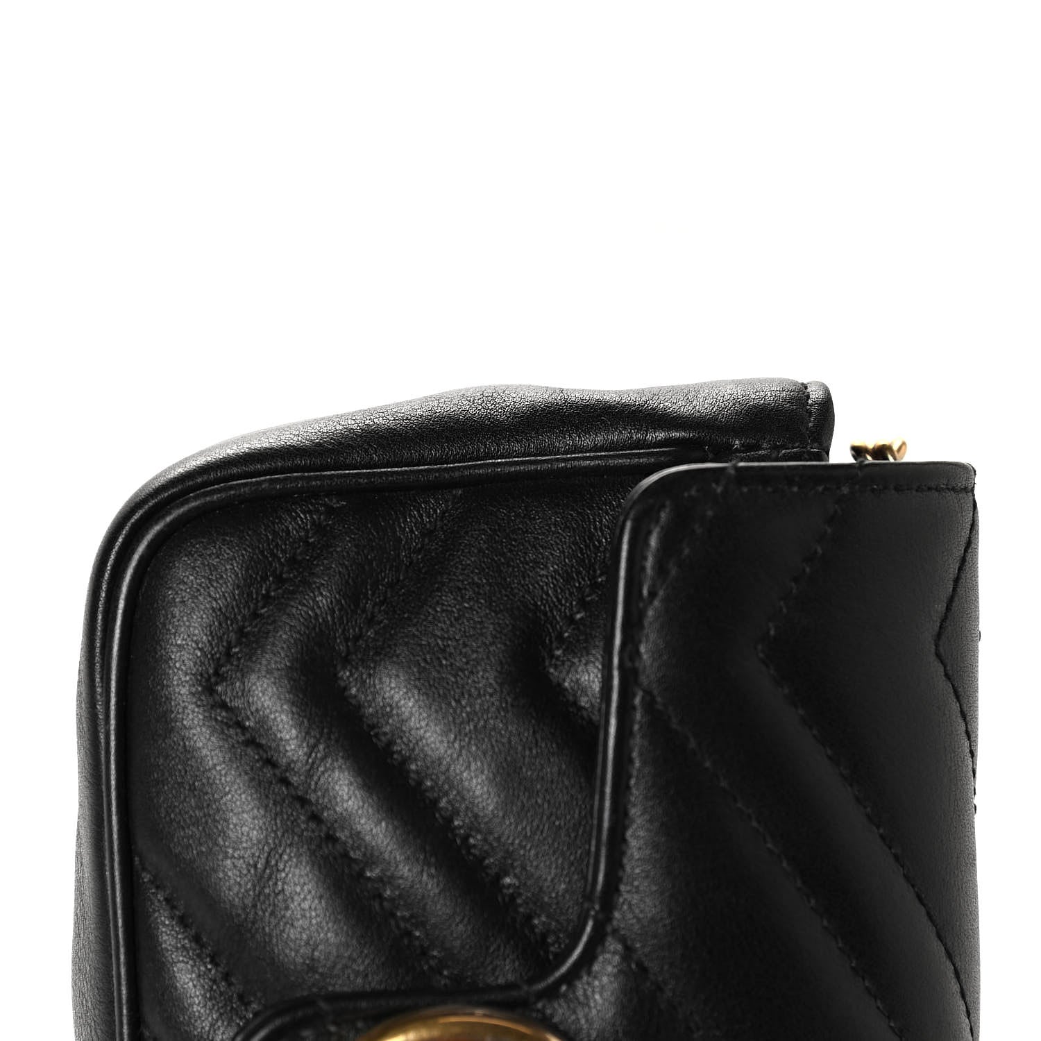 Gucci Calfskin Matelasse Super Mini GG Marmont Shoulder Bag Black 7 of 8