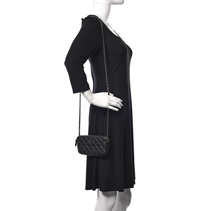 Chanel Lambskin Quilted Small Clutch With Chain Black 2 of 12