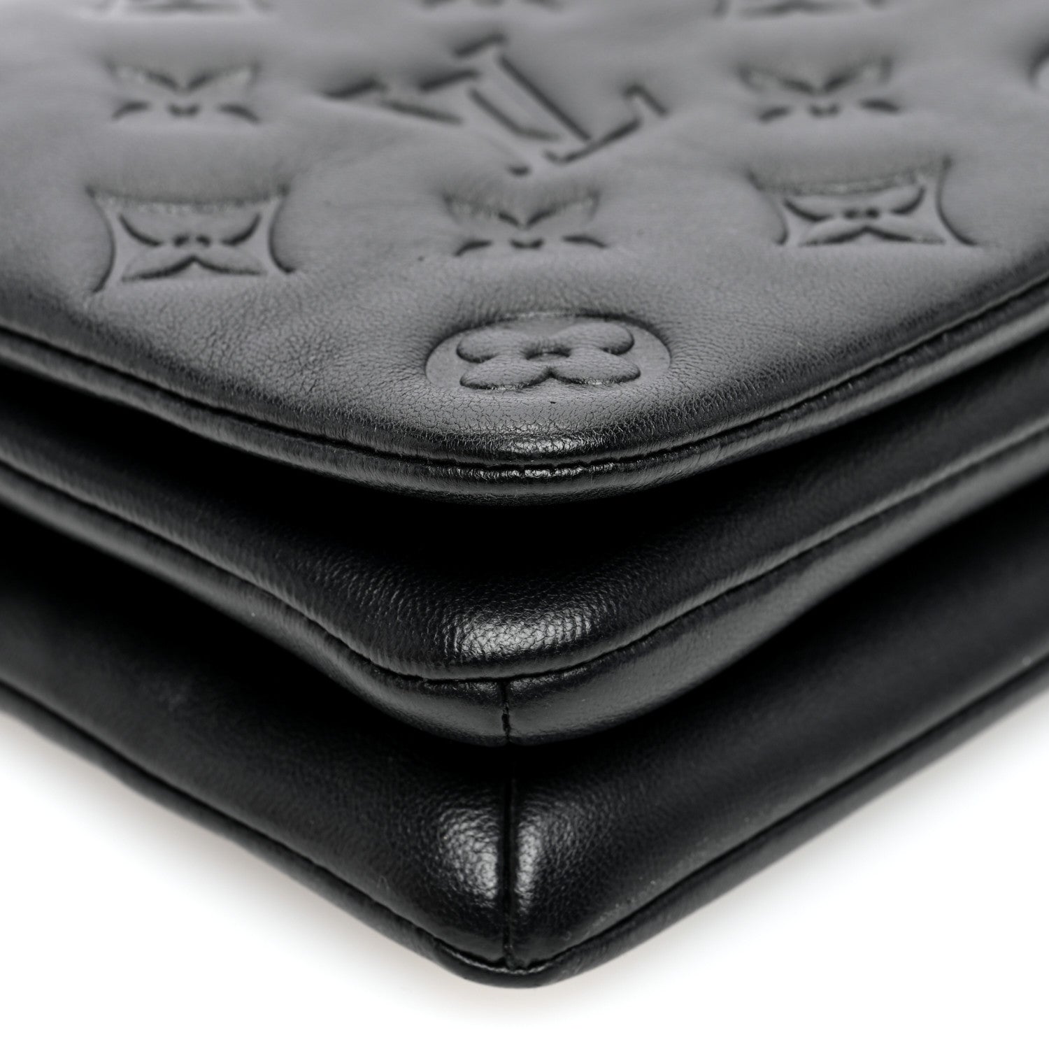 Louis Vuitton Lambskin Embossed Monogram Pochette Coussin Black 8 of 10
