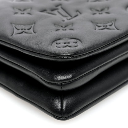 Louis Vuitton Lambskin Embossed Monogram Pochette Coussin Black 8 of 10