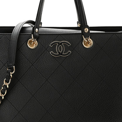 Chanel Bullskin Stitched Medium Shopping Bag Black 8 of 11