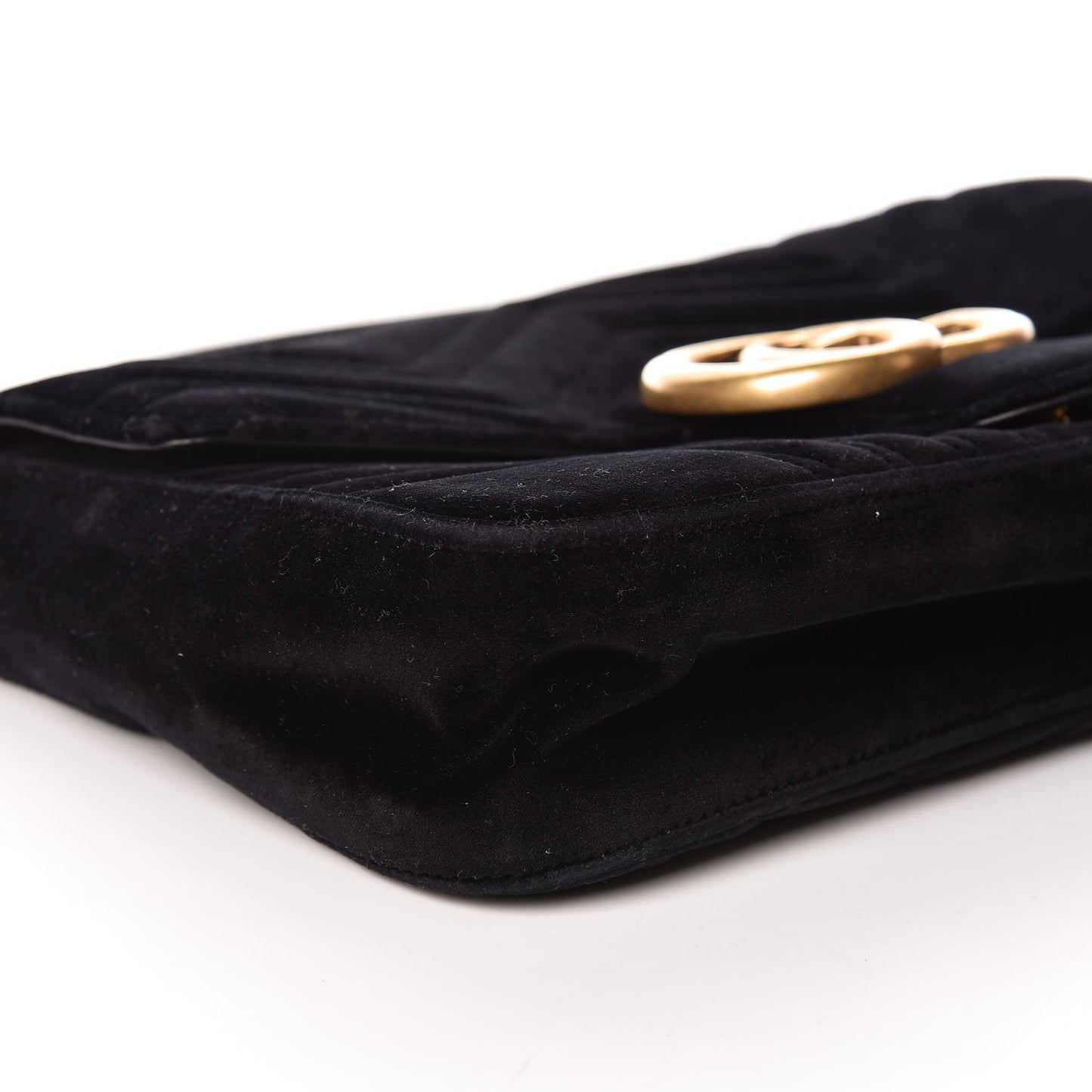 Velvet Matelasse Medium GG Marmont Shoulder Bag Black
