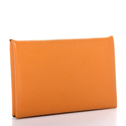 Hermes Chevre Mysore Calvi Card Case Moutarde 3 of 8