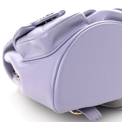 Chanel Shiny Caviar Quilted Small Duma Pockets Drawstring Backpack Light Purple 8 of 9