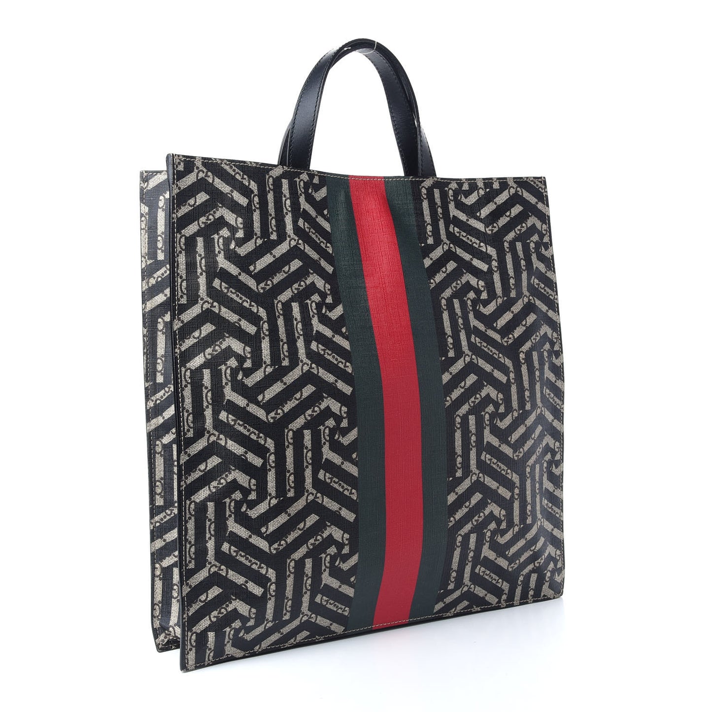 GG Supreme Monogram Caleido Web Vertical Tote Black