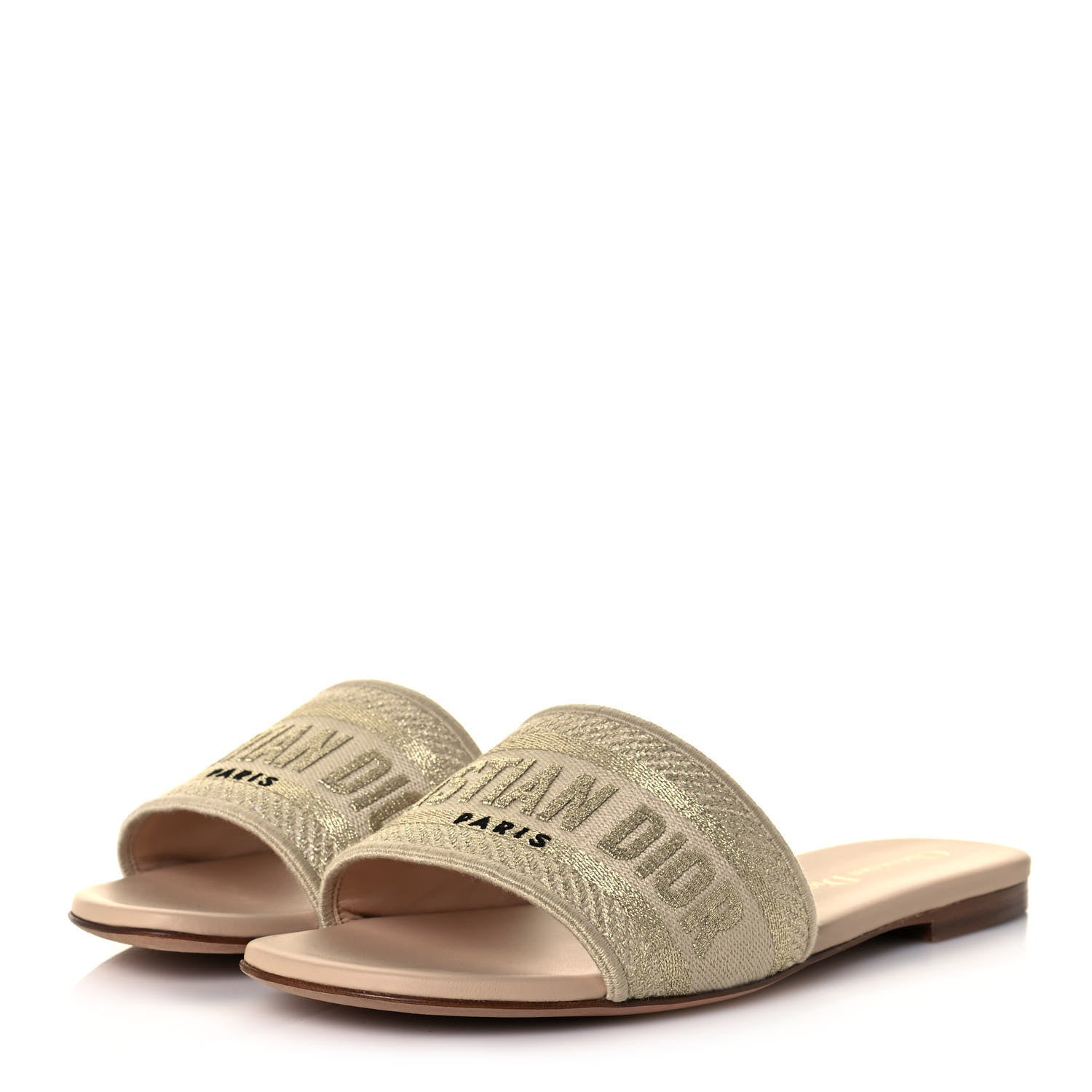 Christian Dior Lurex Dway Mules Slide Sandals 36.5 Gold Beige 3 of 7