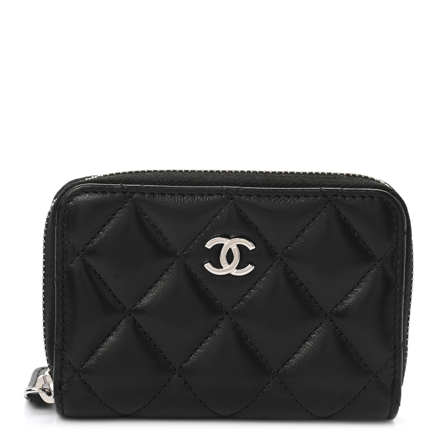 Chanel Lambskin Quilted Zip Coin Purse Black 1 of 7